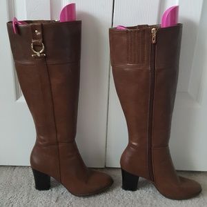 Alfani leather extended calf high boots